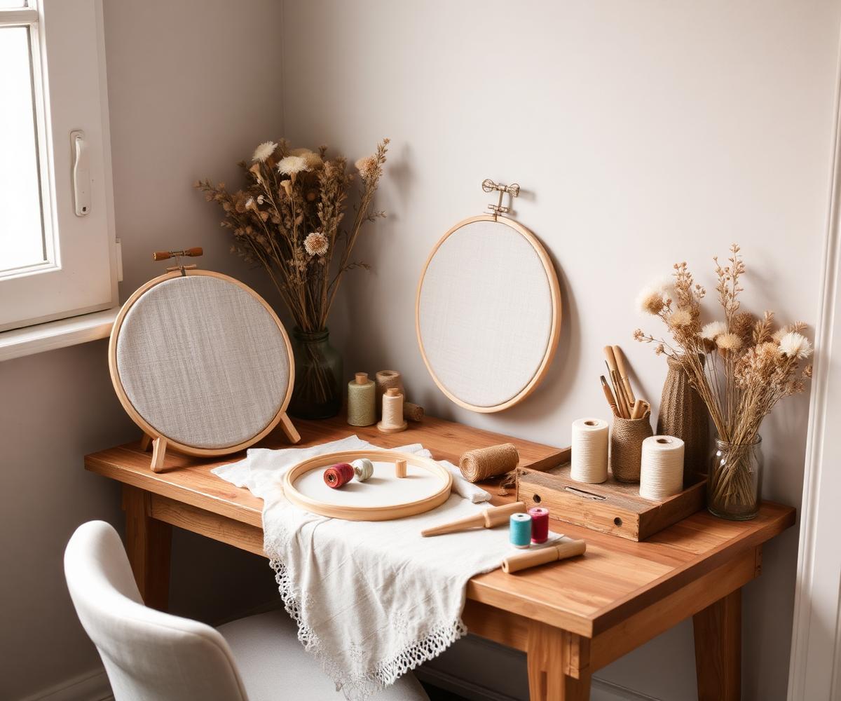 The studio table, mid-project